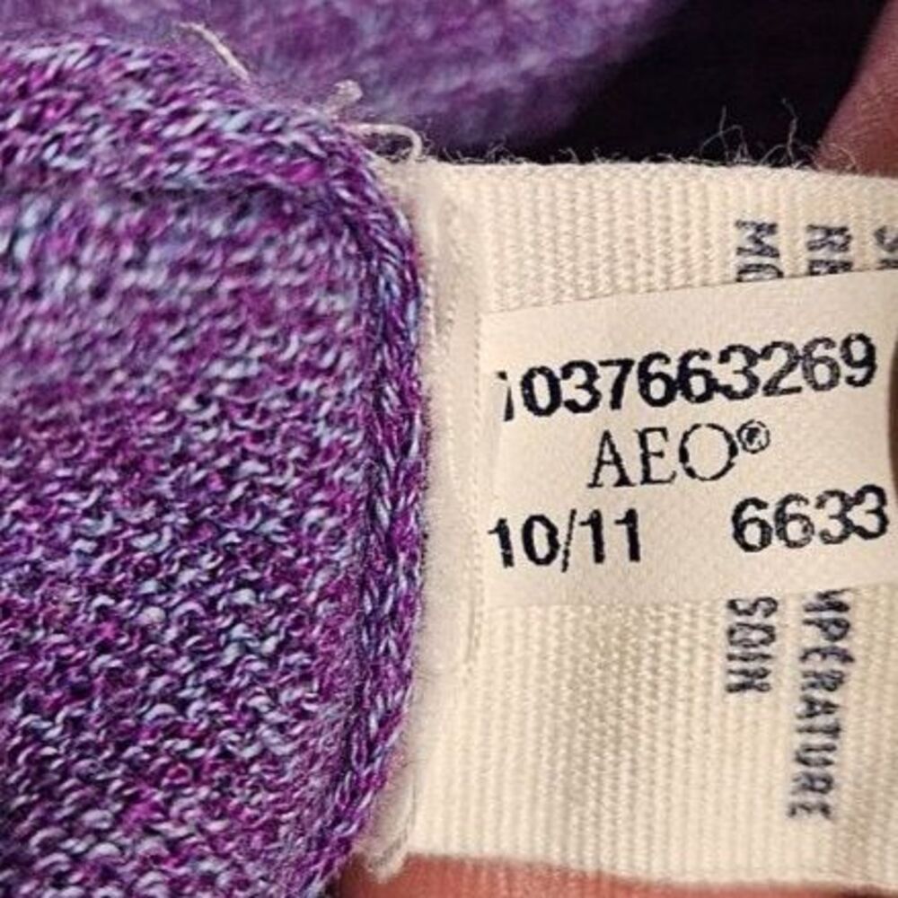 American Eagle Sweater Womens S/P Purple Cotton 3/4 Sleeve - Picture 6 of 7